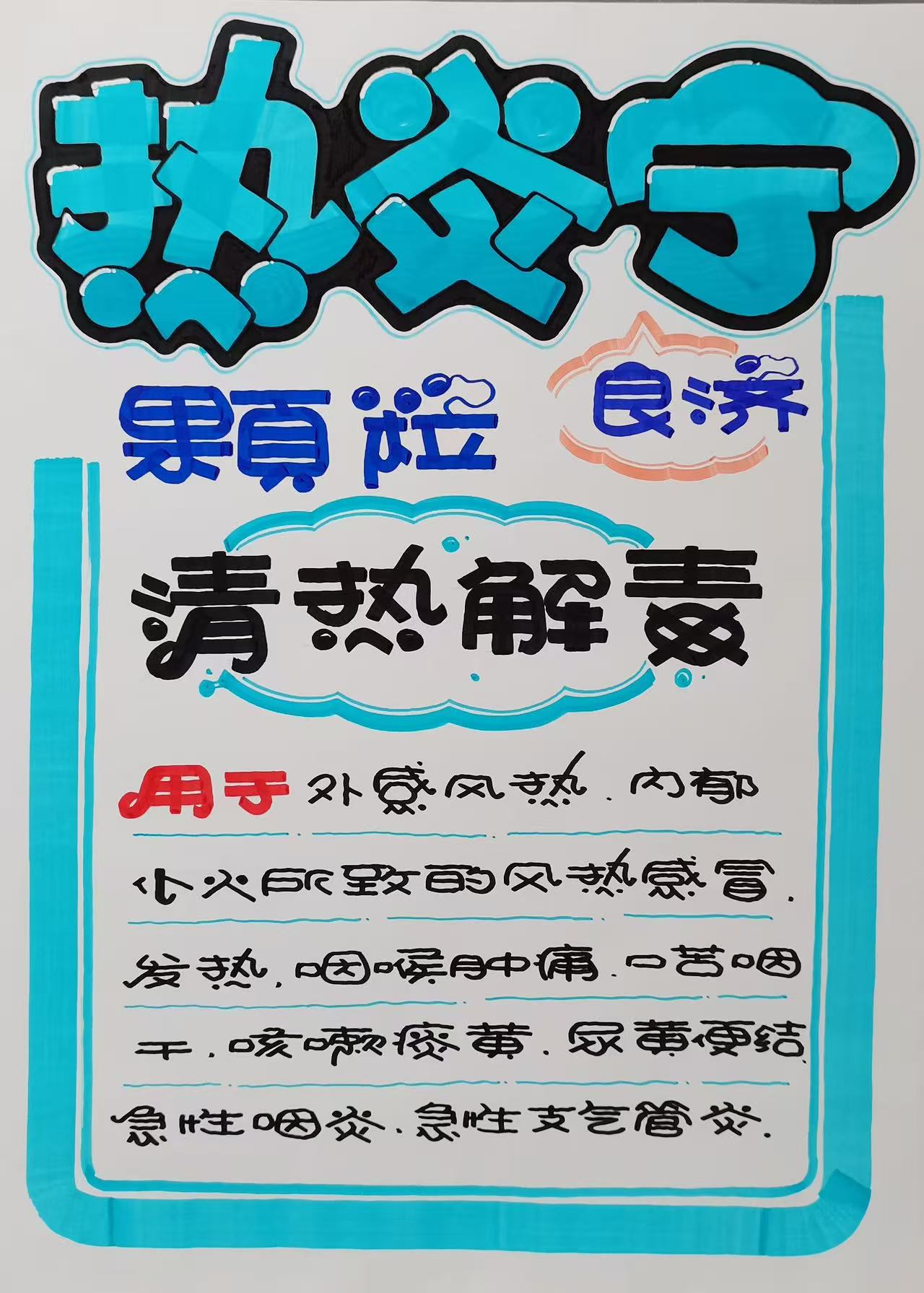 热炎宁颗粒手绘POP海报设计